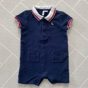 Janie and Jack Baby Connor Navy Baby Polo Romper Boy’s Size 12-18M